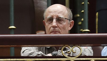 Ángel Hernández, marido de María José Carrasco, durante el pleno del Congreso sobre la eutanasia