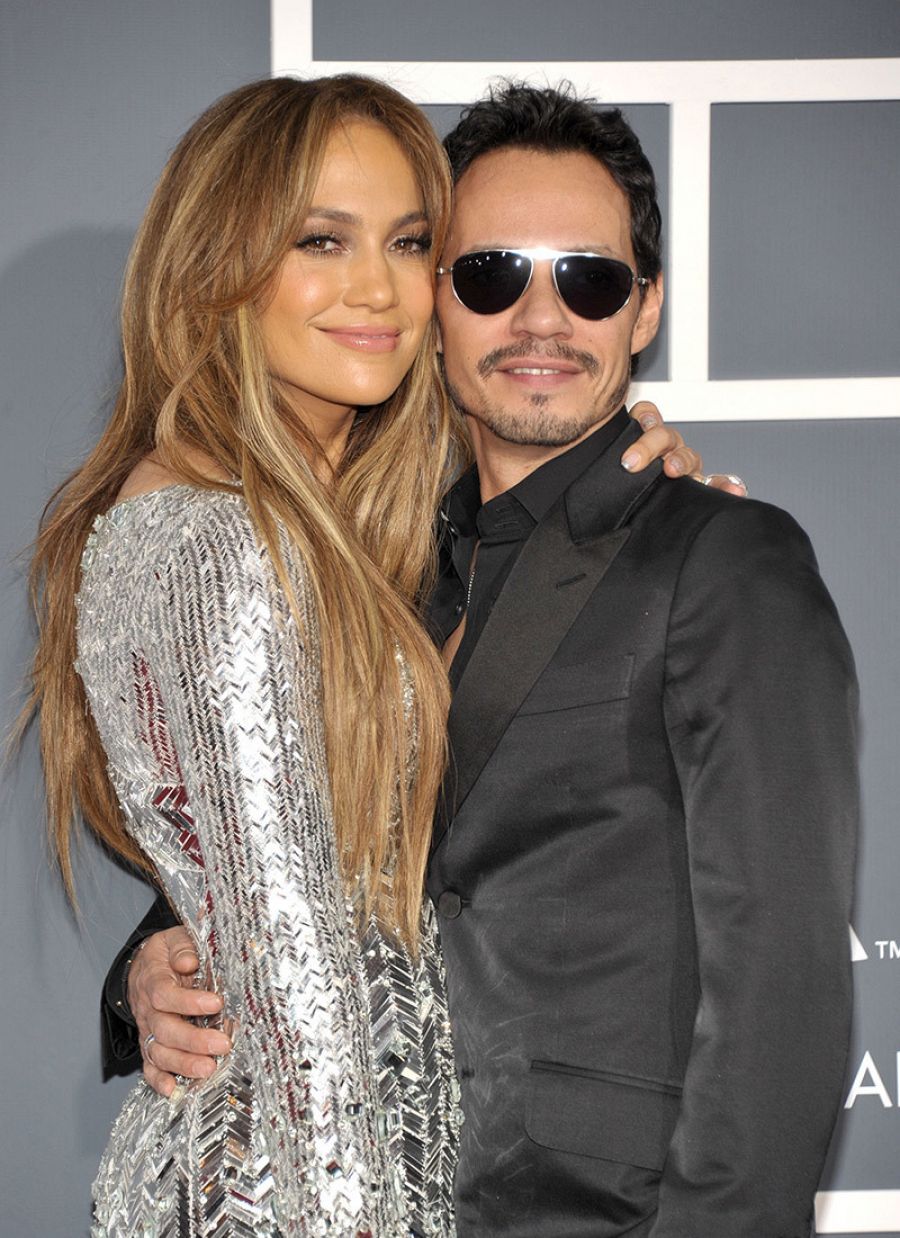 Jennifer Lopez y Marc Anthony antes de actuar juntos