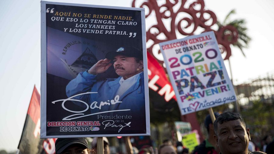 Sandinistas marchan en respaldo a Ortega y piden sea reelegido por quinta vez