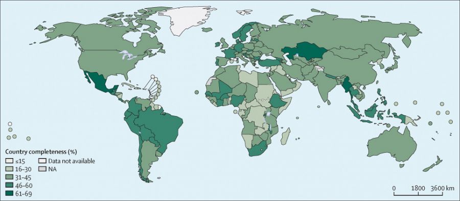 Por colores y en porcentajes, grado de cumplimiento de los objetivos sostenibles en los distintos países a partir de datos desde 2015.