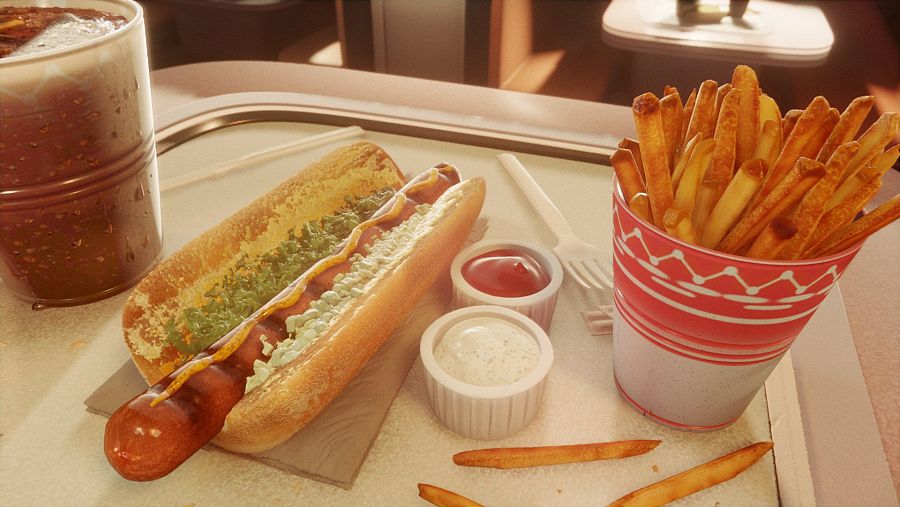 Recreación de un plato de comida ganadora de una 'Jam de la comunidad' en 'Dreams'.
