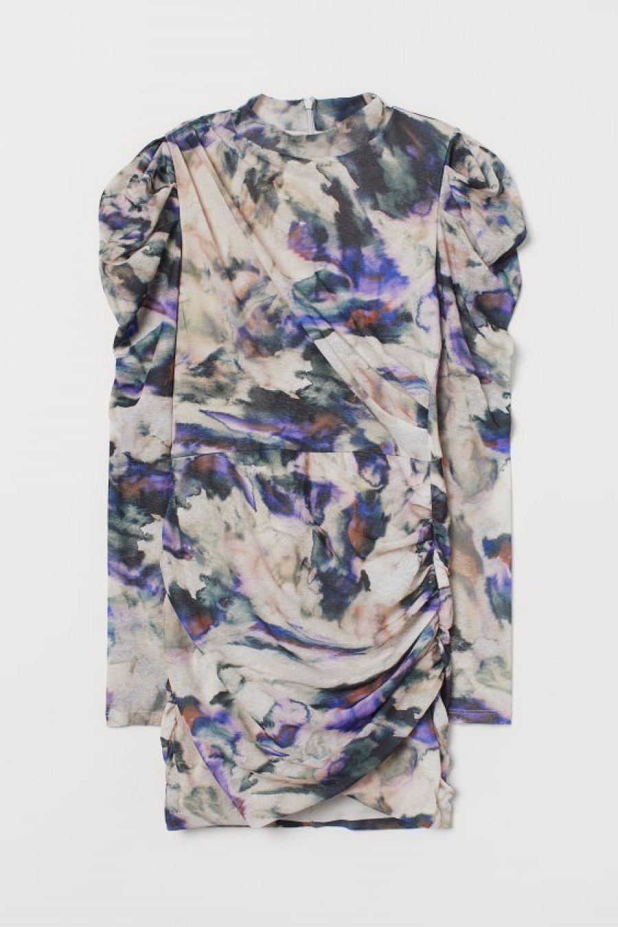 Vestido de estampado floral y corte mini con manga abullonada de H&M