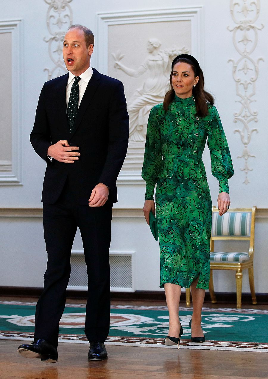 El príncipe Guillermo y Kate Middleton en el encuentro con el presidente irlandés.