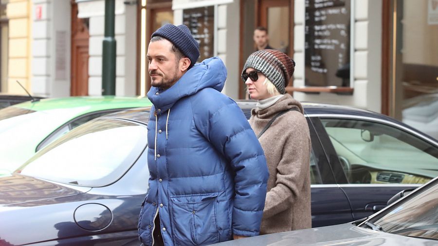 Katy Perry y Orlando Bloom en Praga, 2020.