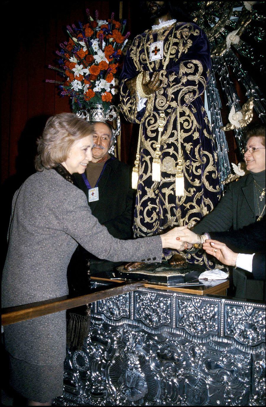La Reina Sofía en el día grande del Cristo de Medinaceli del año 2001