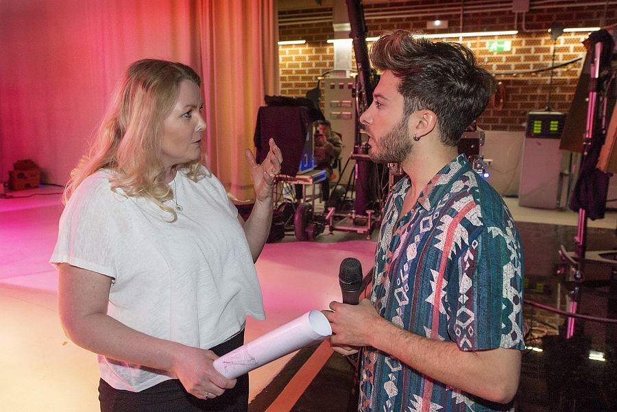 Blas Cantó y Nicoline Refsing, durante el primer ensayo en Madrid