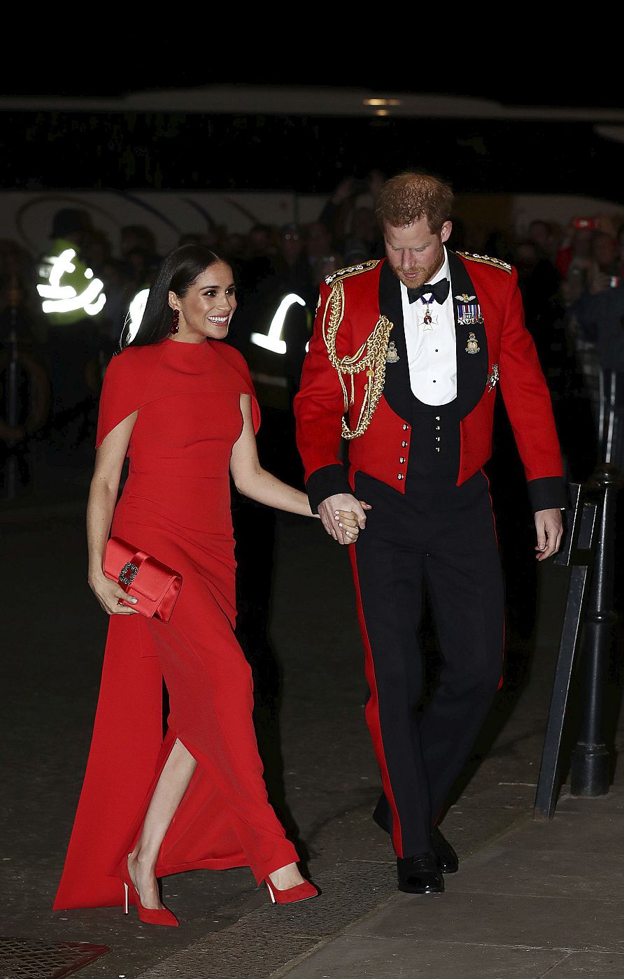 Los duques de Sussex en el el festival Mountbatten de Música en el Royal Albert Hall de Londresrkle, Duchess of Sussex, arrive Mountbatten Festival of Music. 7 march 2020.