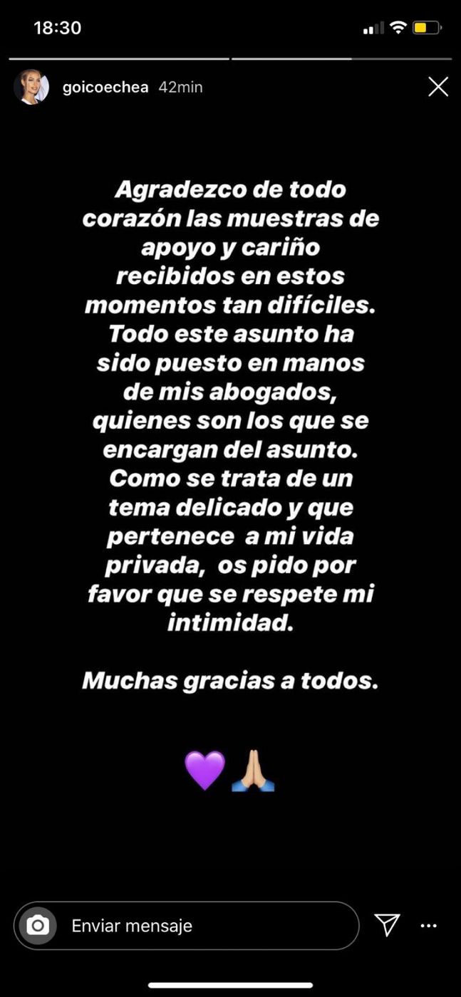 Última publicación de Jessica Goicoechea en Instagram Stories