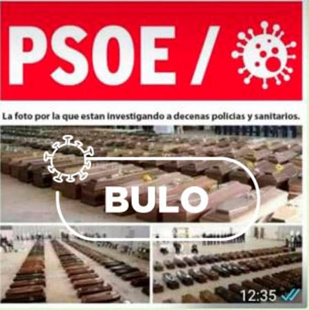 Captura del bulo sobre los féretros que se está moviendo en redes.