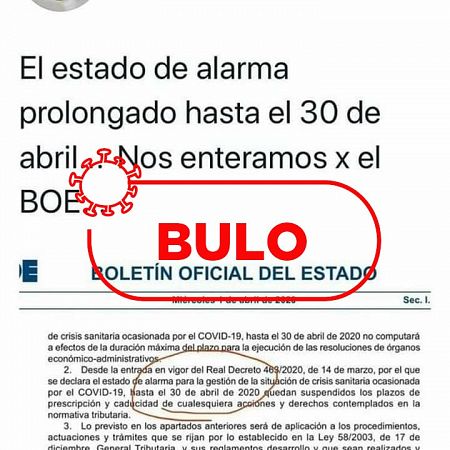 Captura del bulo que circula por redes sociales.