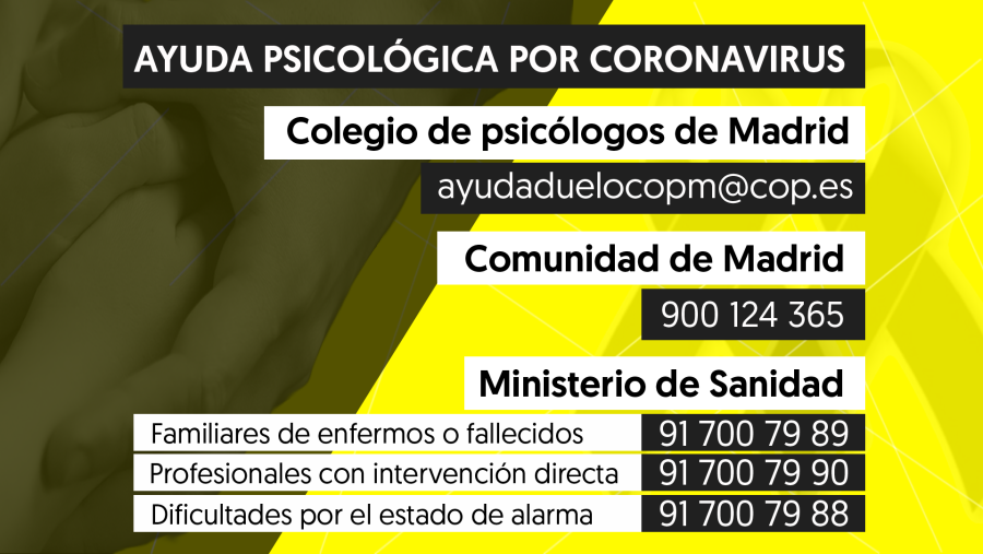 Ayuda psicológica por el coronavirus.