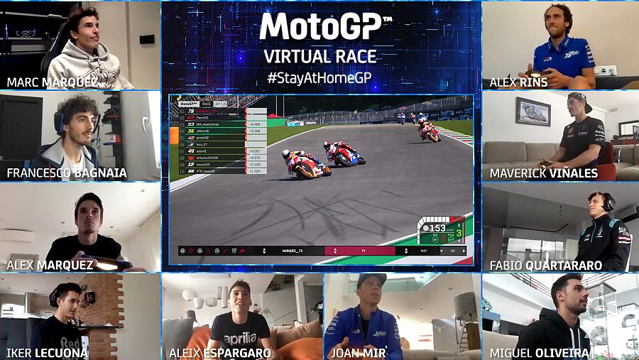 Imagen: Los pilotos de MotoGP participan en una competición virtual