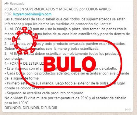 Captura del bulo sobre los secadores que está circulando por redes.