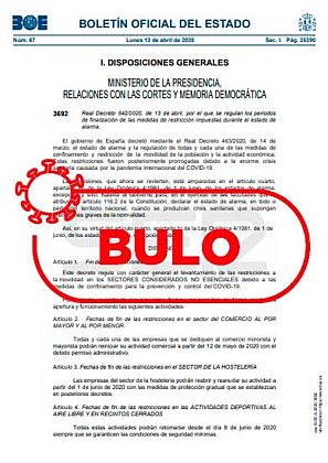 No, no hay fechas para el fin del confinamiento que se hayan publicado en el BOE