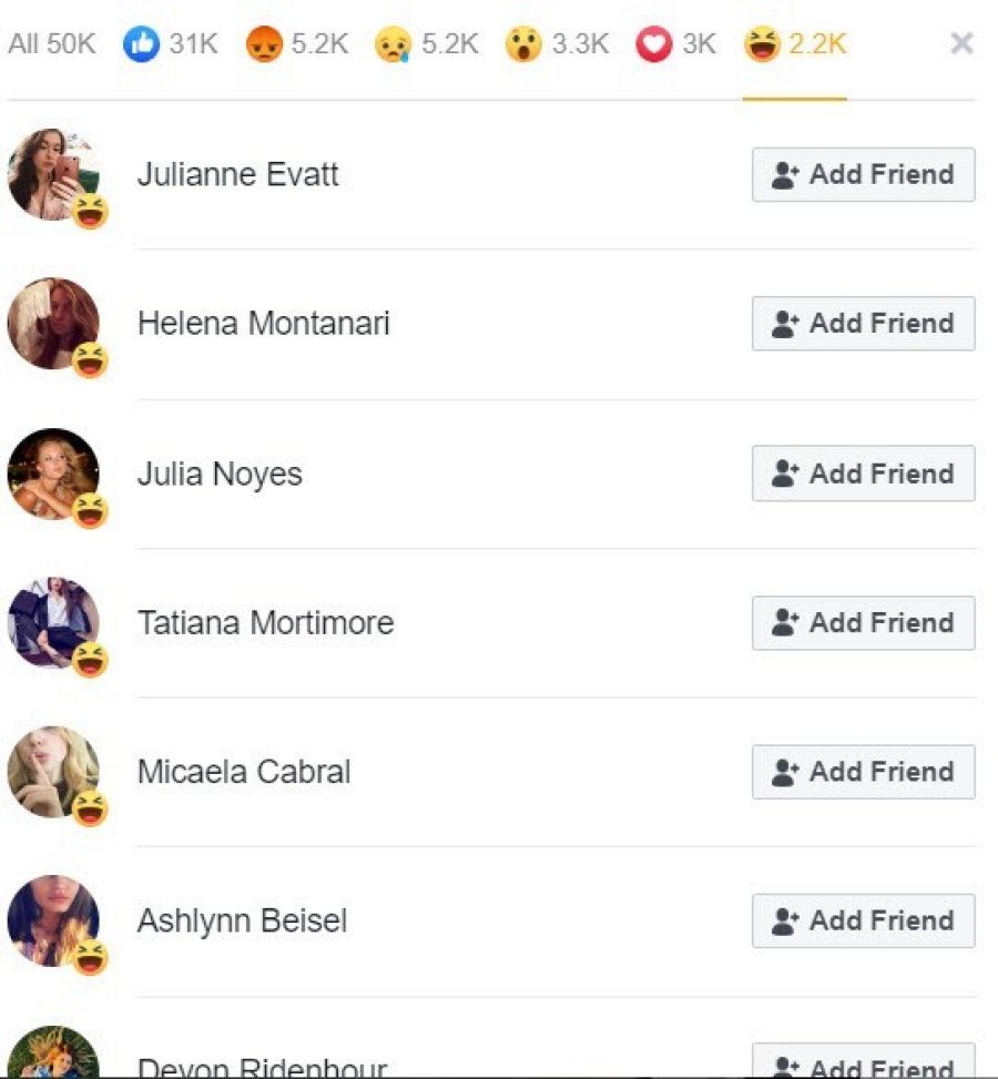 Reacciones al vídeo por parte de las cuentas falsas