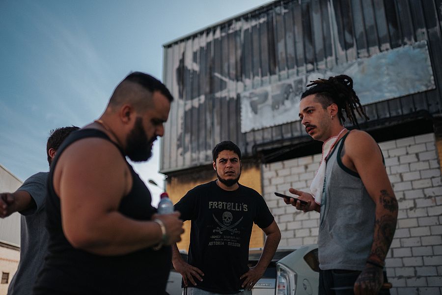 Un momento del rodaje de 'Grasa'