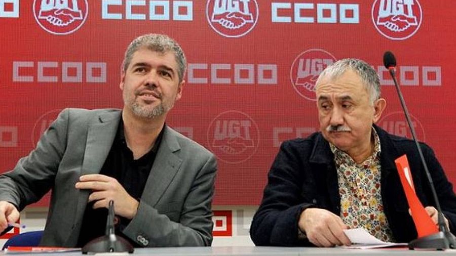 Los líderes de CCOO y UGT, Unai Sordo y Pepe Álvarez en una imagen de archivo