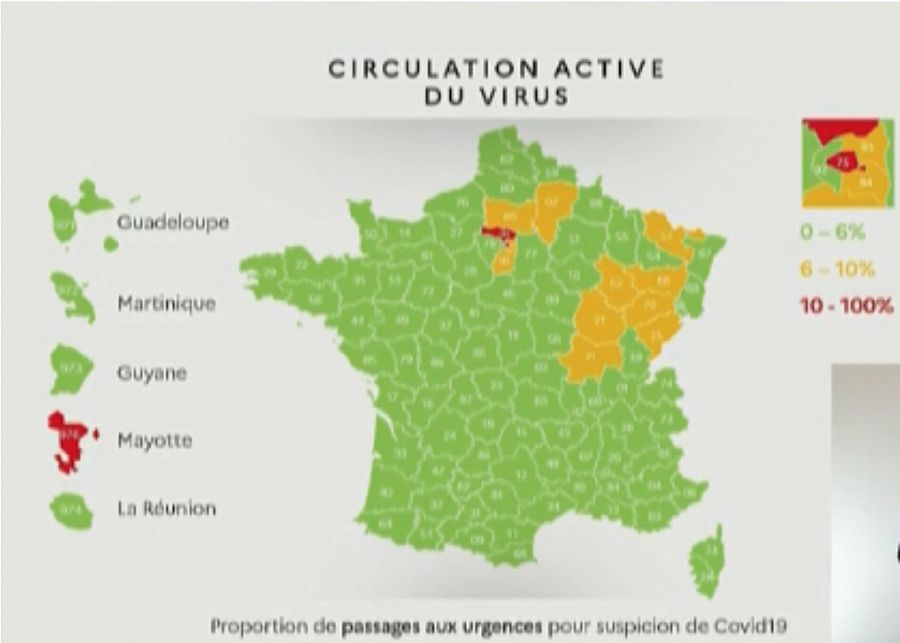 Mapa de desconfinamiento por regiones en Francia.