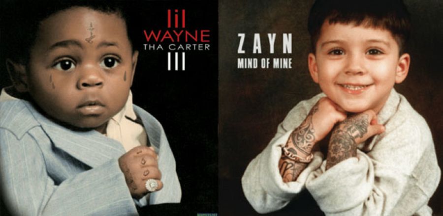 Tanto Lil Wayne (2008) como Zayn (2016) recurrieron al motivo del bebé tatuado en sus portadas