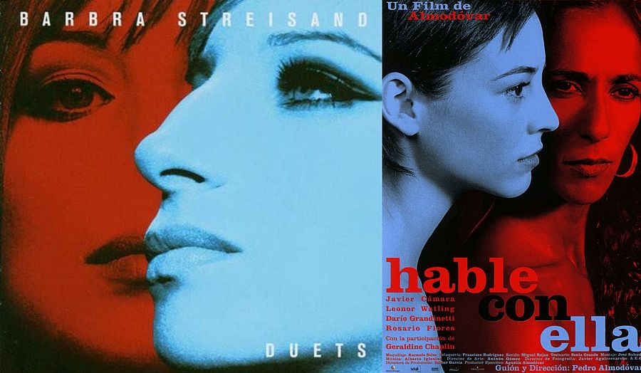 La portada del álbum 'Duets' de Barbra Streisand y el cartel de la película 'Hable con ella', ambas de 2002