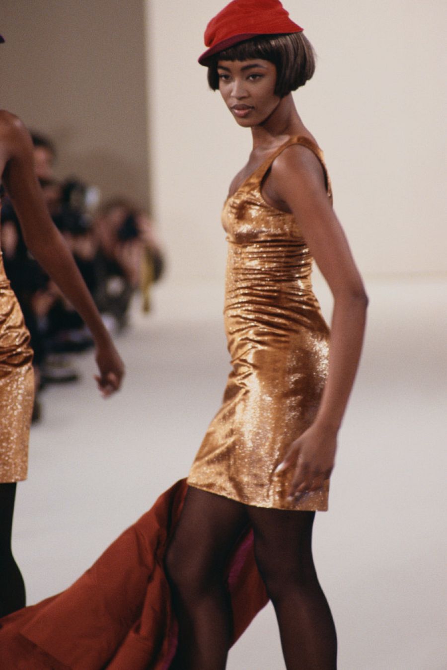 Supermodel Naomi Campbell Modeling Perry Ellis Dress