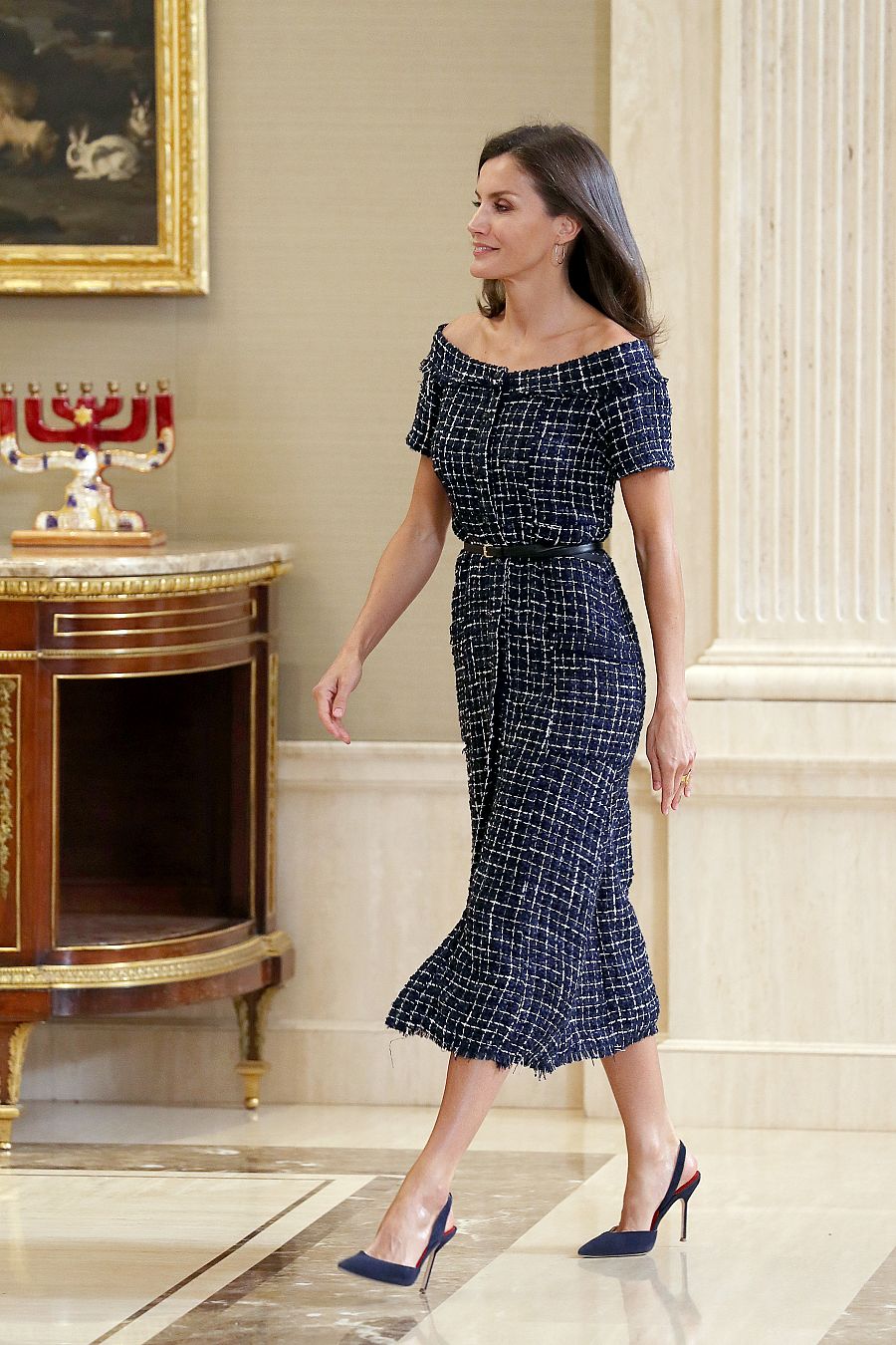 Letizia Ortiz con un vestido de veinte euros de Zara en el Palacio de la Zarzuela