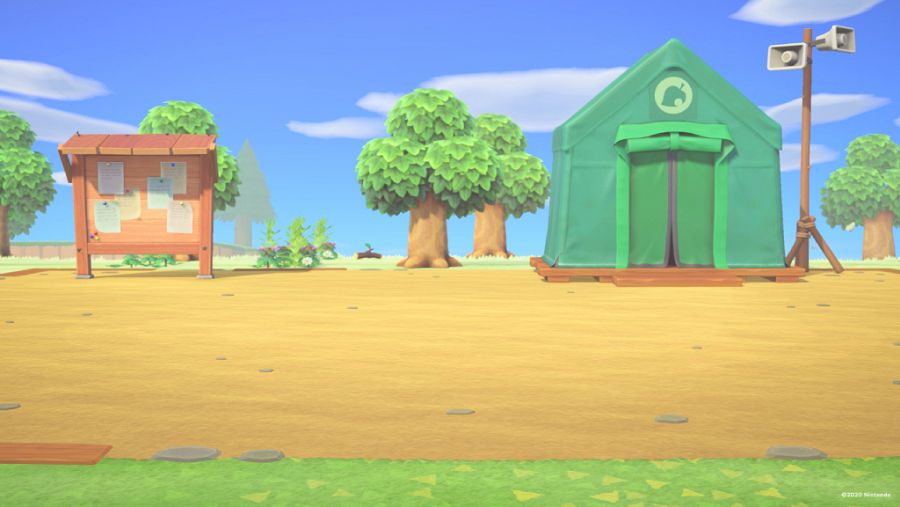 Plaza de Animal Crossing: New Horizons durante los primeros días de juego