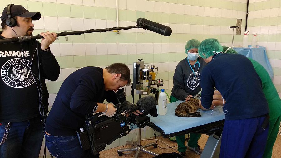 Part de l'equip del programa 'Cinc dies a...' a la Facultat de Veterinària de la UAB