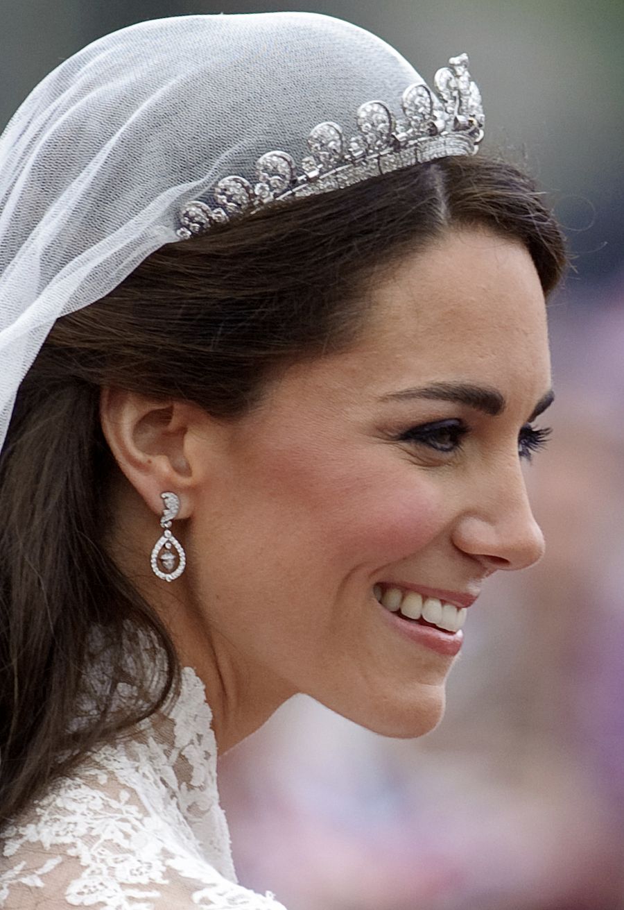 Primer plano de Kate Middleton, duquesa de Cambridge, después de su boda real