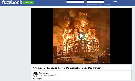 Captura de la cuenta de Anonymous en Facebook donde se publicó el vídeo.