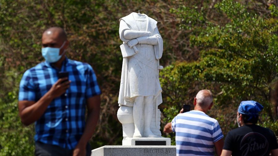 La estatua de Cristobal Colón ha sido decapitada en Boston, Massachusetts
