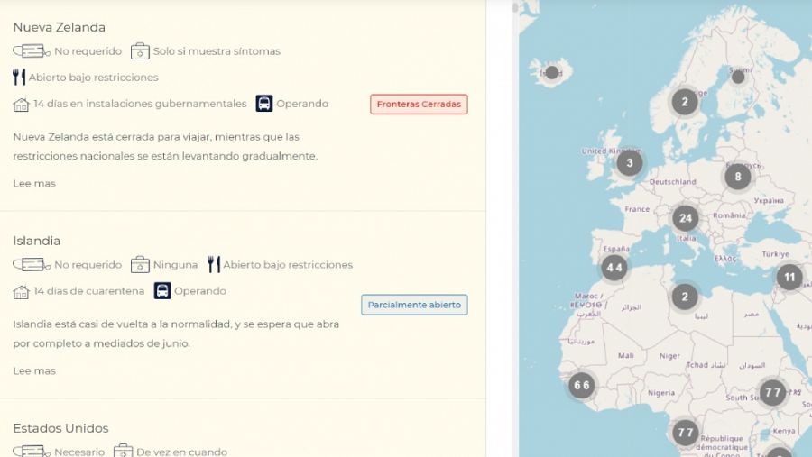 El mapa interactivo permite obtener información sobre cualquier país del mundo