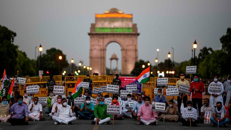 Manifestación contra China en Nueva Delhi