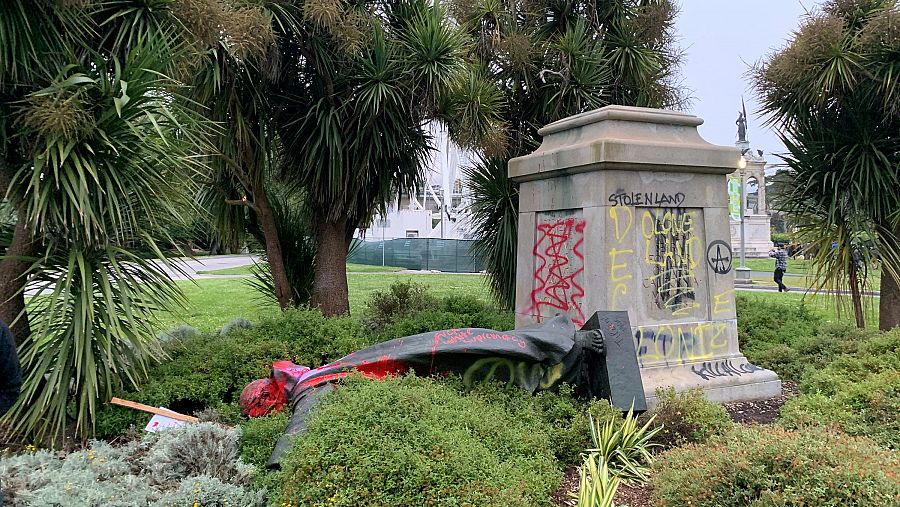 La estatua de Junípero Serra derribada el pasado 19 de junio en San Francisco