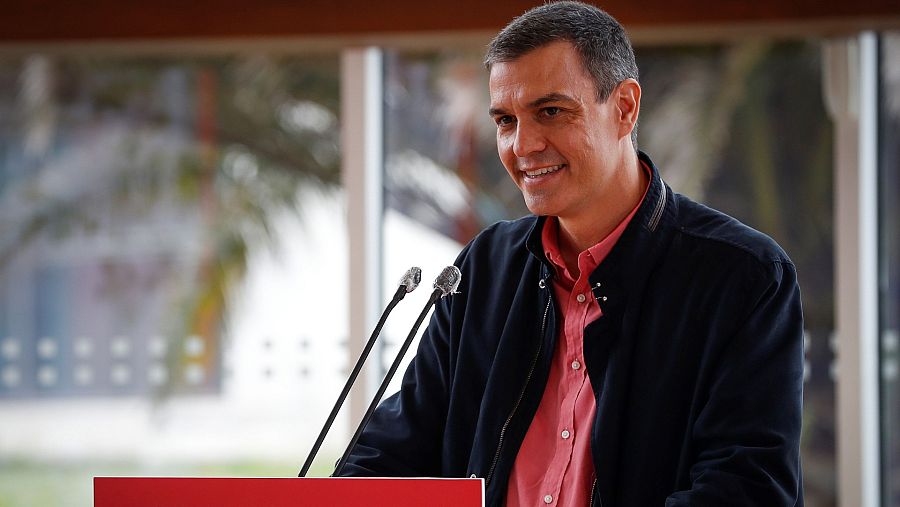Pedro Sánchez, durante su intervención en un mitin en San Sebastián.