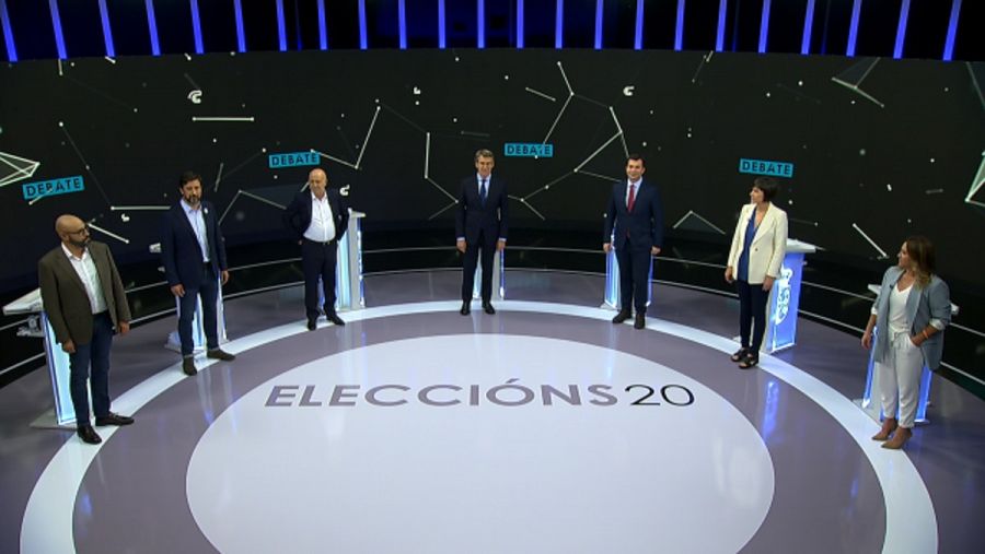 Elecciones gallegas 2020: Los candidatos en el debate a siete emitido este 29 de junio en la televisión pública gallega.