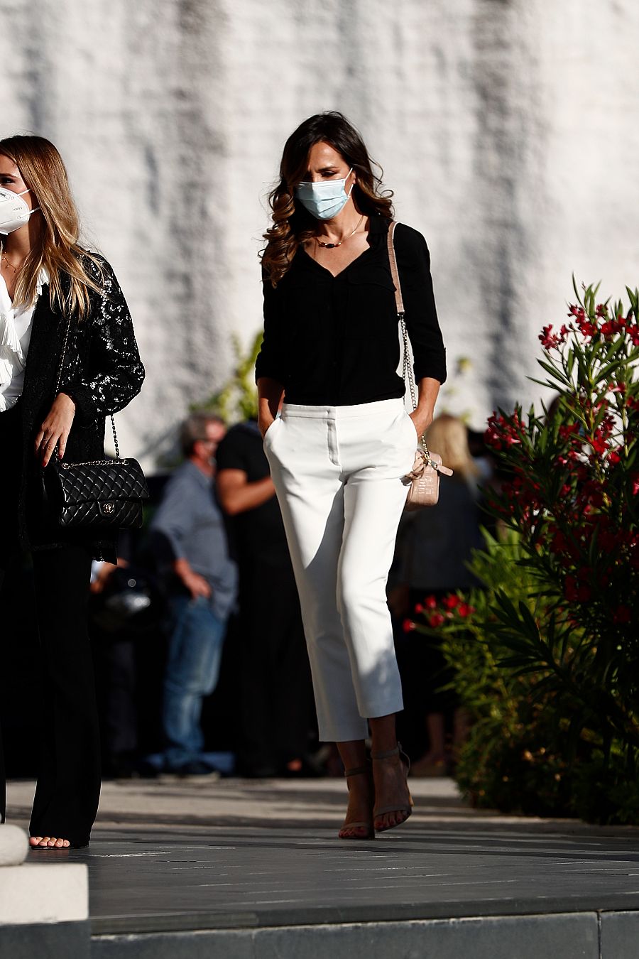 Paloma Lago durante el funeral en memoria de Alex Lequio en Madrid.