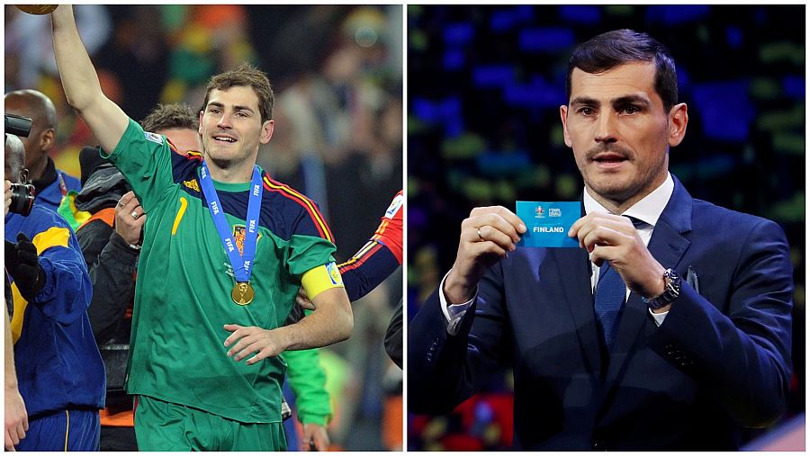 Íker Casillas durante el mundial de Sudáfrica 2010 y diez años después