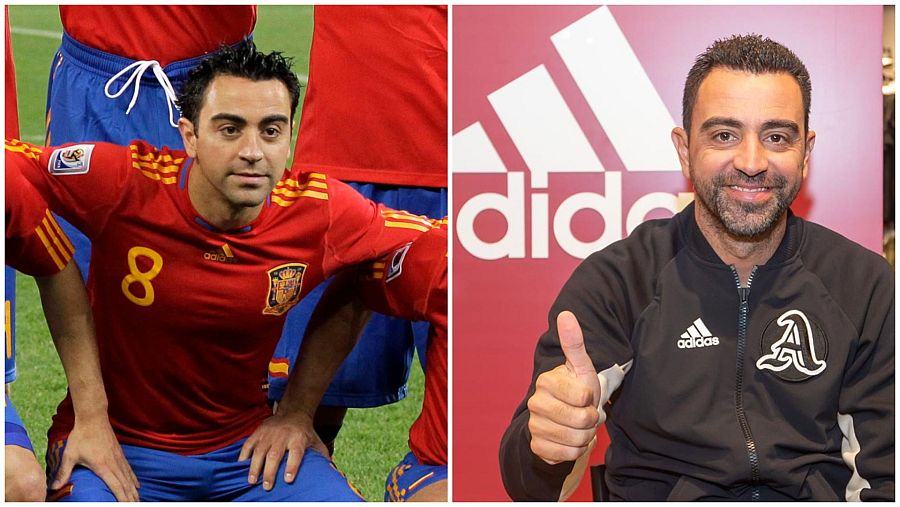 Xavi Hernández durante el mundial de Sudáfrica 2010 y diez años después