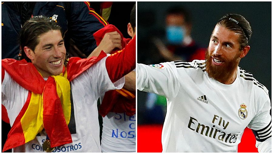 Sergio Ramos durante el mundial de Sudáfrica 2010 y diez años después