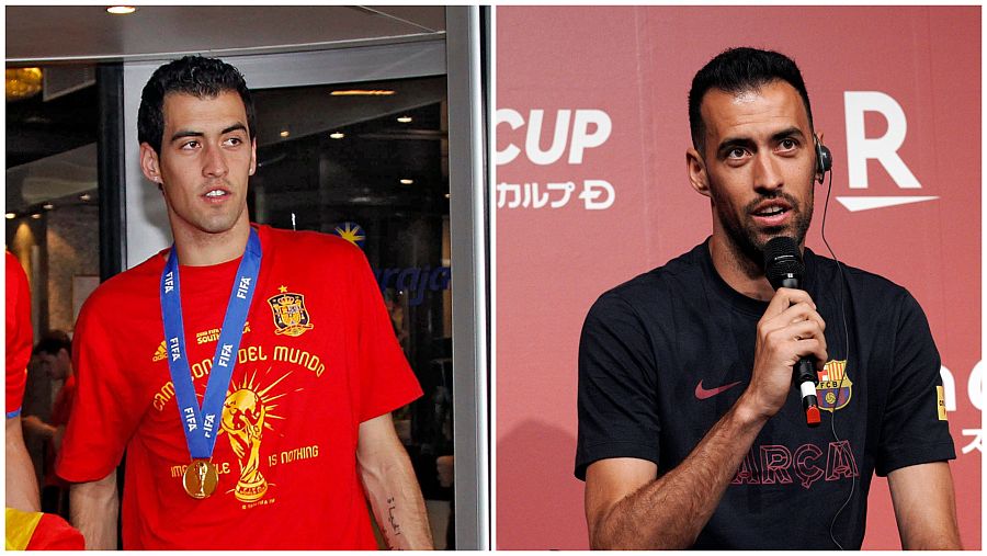 Sergio Busquest durante el mundial de Sudáfrica 2010 y diez años después