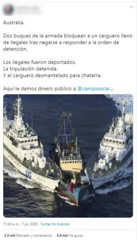 Captura de la cuenta de twitter, temporalmente restringida, que publicó el bulo el 7 de julio.