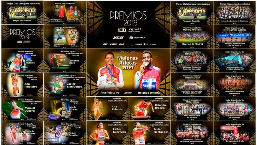 Imagen de todos los premiados en la gala de la Federación de atletismo