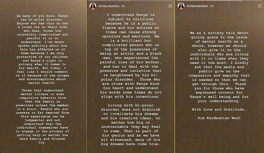Publicación de Kim Kardashian en su Instagram Stories.