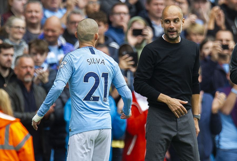 David Silva y Pep Guardiola