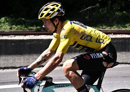 Roglic, magullado tras caerse en la cuarta etapa
