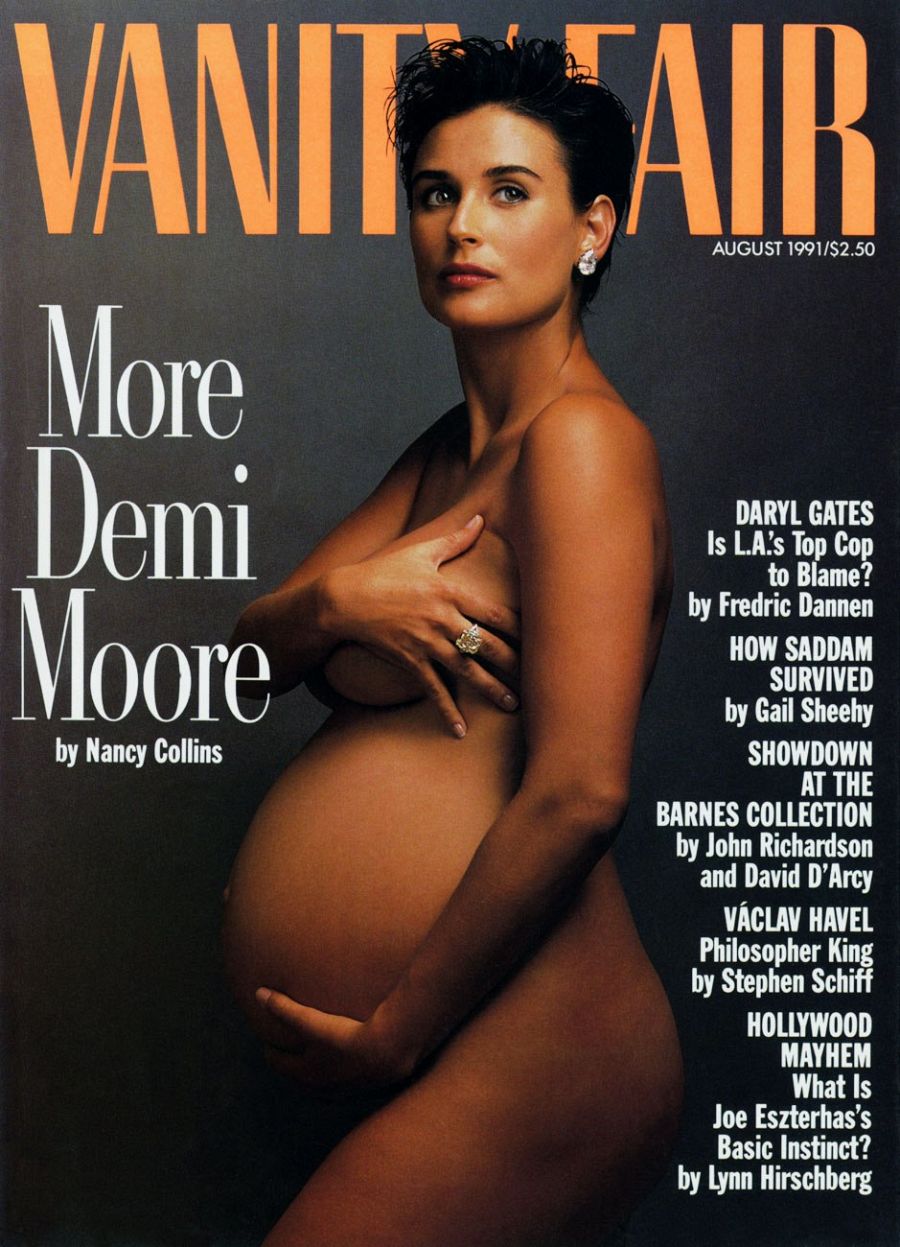 Demi Moore portada de Vanity Fair. Posó para Annie Leibovitz desnuda en la recta final de su embarazo. Una imagen que ha marcado la historia de los editoriales de moda
