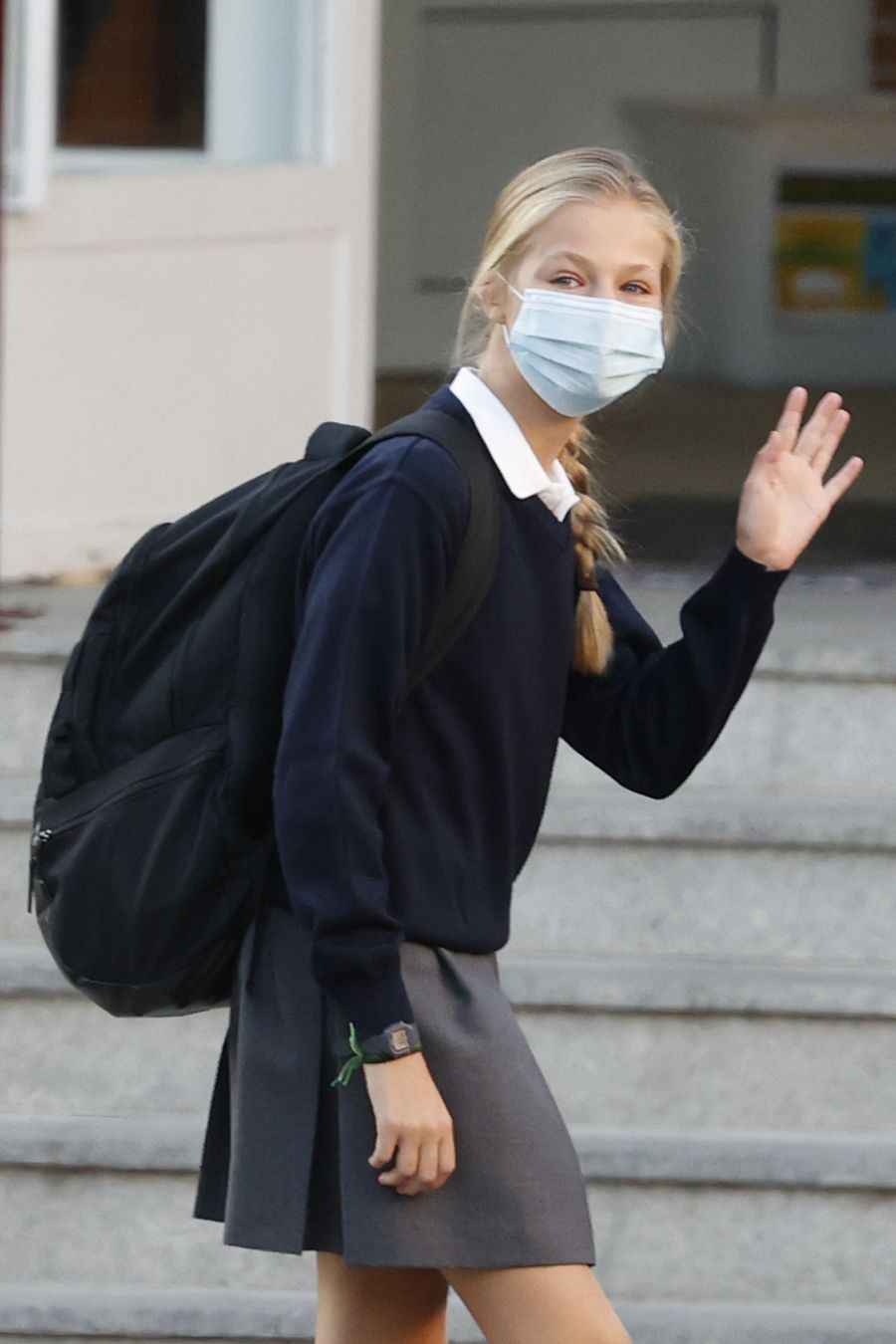 La Princesa Leonor en su primer día de curso de 4º de la E.S.O. con mascarilla