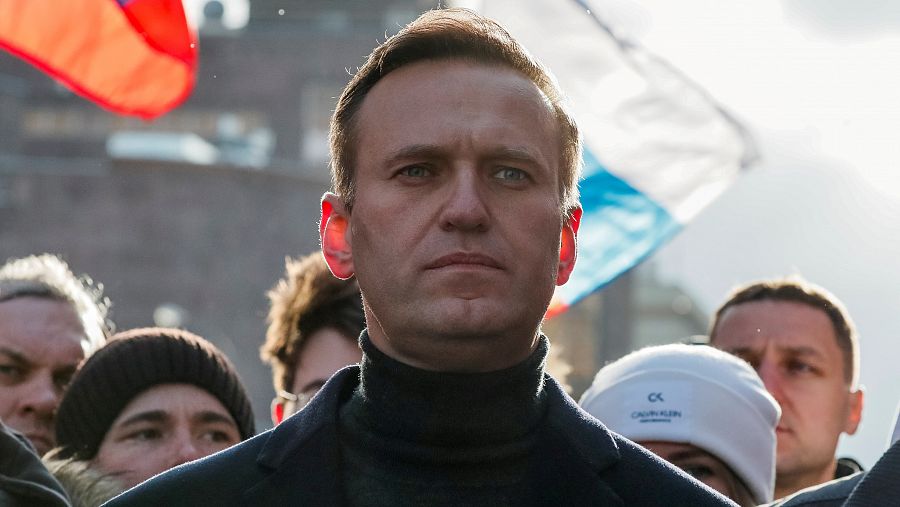 El político opositor ruso Alexei Navalny participa en una manifestación para conmemorar el quinto aniversario del asesinato del político opositor Boris Nemtsov.