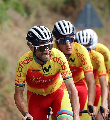 Alejandro Valverde, durante un entrenamiento en Imola